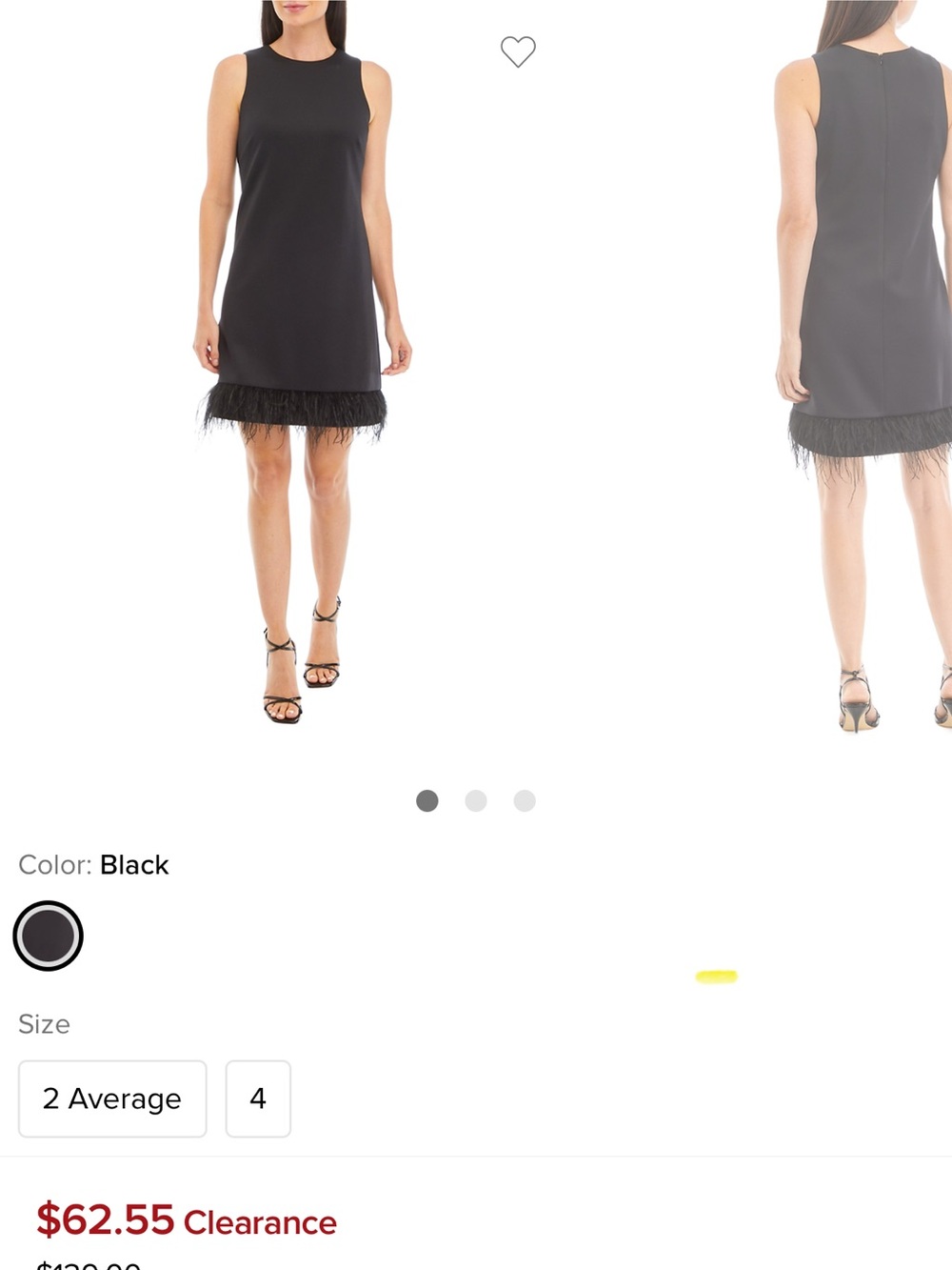 Taylor Black Sleeveless Shift Dress with Feather Trim
